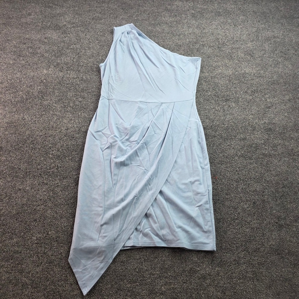 Prettygarden One Shoulder Dress Wrap Pleated Asymmetrical Hem L Light‎ Blue Wom